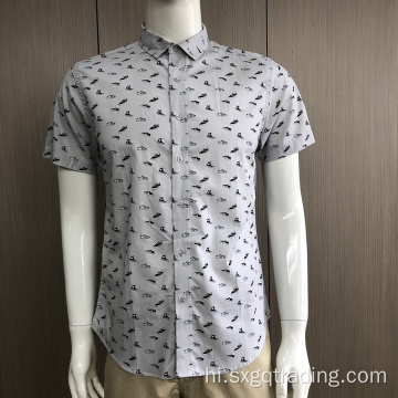 100% कॉटन प्रिंट पुरुषों की छोटी आस्तीन शर्ट